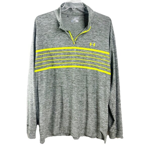 Under Armour  Men XXL 2XL Gray Green Coldgear Athletic 1/4 Zip Pullover Top EUC - Picture 1 of 8